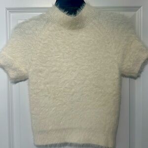 Pilcro Anthropologie XXS (fits like XS) cream furry texture mock turtleneck top